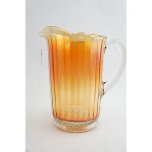 Imperial Glass Pitcher Unshod Marigold Carnival‎ Ribbed Scalloped VGC